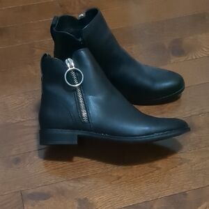 Only Black Ankle Boots with Silver Zipper